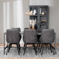 Design Esszimmer Sitzgruppe in Schwarz und Grau sechs Stühle (siebenteilig) von TopDesign