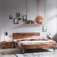 Doppelbett aus Akazie Massivholz und Eisen Antik Finish von TopDesign