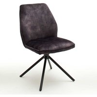 Drehbare Esszimmer Stühle in Anthrazit Velours Metallgestell schwarz (2er Set) von TopDesign