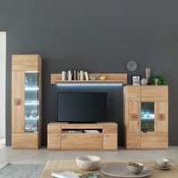 Eiche Wohnwand hell geölt 320 cm breit (vierteilig) von TopDesign