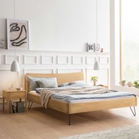 Eiche hell geölt Bett in modernem Design Vierfußgestell aus Metall von TopDesign