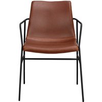 Esstisch Stühle in Braun Kunstleder Metall Armlehnen (2er Set) von TopDesign