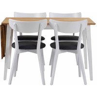 Esstisch mit Stühlen in Weiß Eiche massiv Grau Webstoff (fünfteilig) von TopDesign