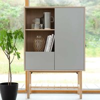 Esszimmer Highboard in Eiche Bianco und Hellgrau 150 cm hoch von TopDesign