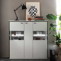 Esszimmer Highboard weiss und Schwarzgrau Glastüren von TopDesign