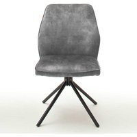 Esszimmer Polsterstühle in Grau Velours Metallgestell schwarz drehbar (2er Set) von TopDesign