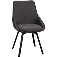 Esszimmer Polsterstühle in Grau Webstoff vier Stuhlbeinen in Schwarz (2er Set) von TopDesign