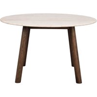 Esszimmer Tisch mit Marmorplatte Beige Vierfußgestell Eiche Massivholz von TopDesign