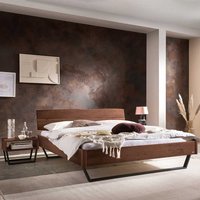 Factory Style Doppelbett aus Nussbaum Massivholz Bügelgestell von TopDesign