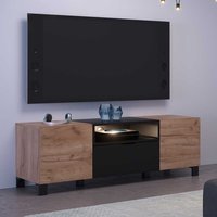 Fernsehlowboard modern in Eiche dunkel und Schwarz 144 cm breit von TopDesign