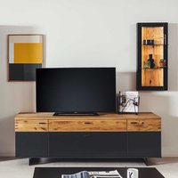 Fernsehmöbel in Wildeichefarben und Schwarzgrau 195 cm breit von TopDesign