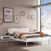 Französisches Bett 140x200 cm aus Buche Massivholz in Weiß 82 cm Kopfteil von TopDesign