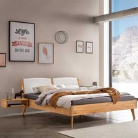 Franzoesisches Bett 140x200 cm aus Wildbuche Massivholz mit Polsterkopfteil von TopDesign