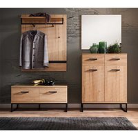 Garderobe in Wildeichefarben und Schwarz komplett (vierteilig) von TopDesign