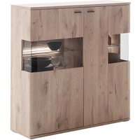 Highboard mit Glas seitlich in Wildeichefarben 119 cm breit von TopDesign