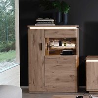 Highboard mit Glastür und LED Beleuchtung Wildeichefarben von TopDesign