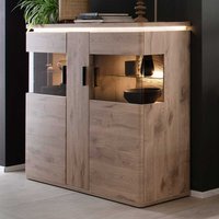 Highboard mit Glastüren in Wildeichefarben LED Beleuchtung von TopDesign