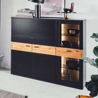 Hochwertiges Esszimmer Highboard in Wildeichefarben Schwarzgrau von TopDesign