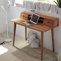 Holz Schreibtisch aus Asteiche Massivholz Aufsatz von TopDesign