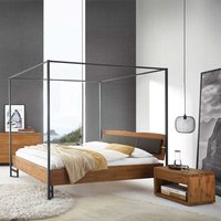 Industrial Himmelbett aus Wildeiche Massivholz geölt Metall von TopDesign