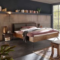 Industriedesign Bett aus Akazie Massivholz Nachtkommoden (dreiteilig) von TopDesign