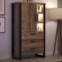 Industriestil Highboard in Eiche dunkel und Schwarz drei Schubladen von TopDesign