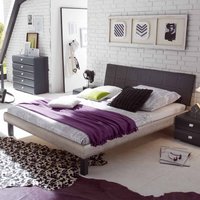 Jugendbett mit Polsterkopfteil Beton Grau von TopDesign