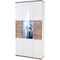 Kombi Vitrine in Weiß Hochglanz und Eiche Dekor 100 cm breit von TopDesign