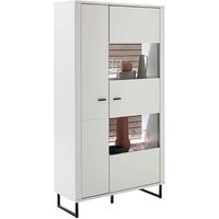 Kombi-Vitrine weiß modern 100 cm breit Bügelgestell aus Metall von TopDesign