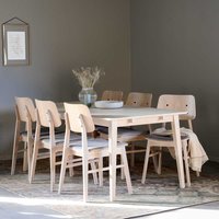 Komplette Essgruppe in Holz White Wash und Hellgrau sechs Stühlen (siebenteilig) von TopDesign