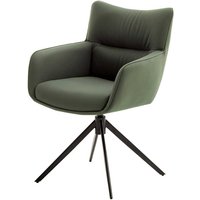 Leder Esszimmerstühle in Oliv Grün Gestell aus Metall (2er Set) von TopDesign