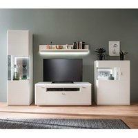 Moderne Wohnwand in Weiß und Anthrazit 300 cm breit (vierteilig) von TopDesign