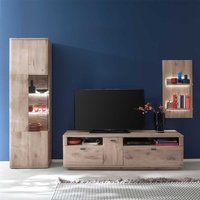 Moderne Wohnwand in Wildeiche Holzoptik 240 cm breit (dreiteilig) von TopDesign