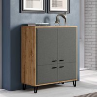 Modernes Highboard Dunkelgrau Filz Optik und Wildeiche NB 98x112x42 cm von TopDesign