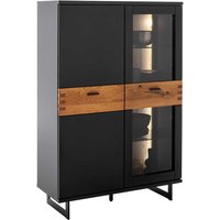 Modernes Highboard mit Glastür in Schwarzgrau Wildeichefarben von TopDesign