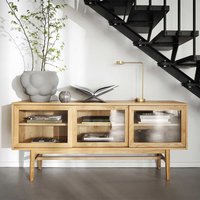 Modernes Vitrinen Sideboard in Eichefarben drei Glastüren von TopDesign