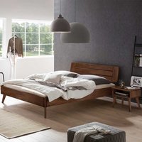 Nussbaumholz Bett 140x200 cm in modernem Design auch mit Nachtkommode von TopDesign