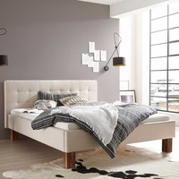 Polster Bett Stoff Beige in 160x200 cm 180x200 cm von TopDesign