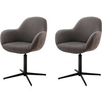 Polster Drehstühle in Hellbraun und Schwarz Gestell aus Metall (2er Set) von TopDesign