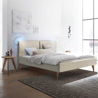 Polsterbett Beige Eiche Bianco im Skandi Design Vierfußgestell aus Holz von TopDesign