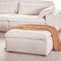 Polsterhocker zur Couch in Beige Stoff 91 cm breit - 45 cm hoch von TopDesign