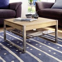 Quadratischer Couchtisch aus Eiche Massivholz Glas Metall von TopDesign