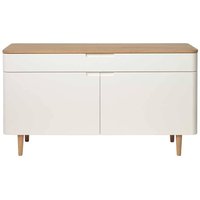 Retro Sideboard in Weiß und Eiche Bianco furniert 140 cm breit von TopDesign