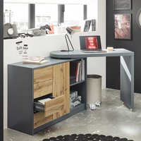 Schreibtisch in Grau und Eichefarben schwenkbarer Tischplatte von TopDesign