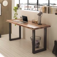 Schreibtisch mit Baumkante aus Akazie Massivholz Metall von TopDesign