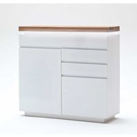 Sideboard in Weiß mit Wildeiche Massivholz von TopDesign