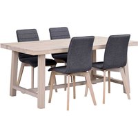 Sitzgruppe in Holz White Wash und Grau Skandi Design (fünfteilig) von TopDesign