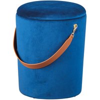 Sitzhocker in Blau Samt Truhe von TopDesign