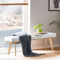 Skandi Stil Holzbank massiv in Eiche Bianco 140 cm Breite von TopDesign