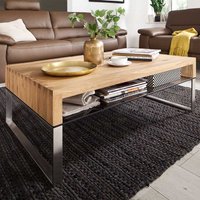 Sofatisch aus Eiche Massivholz Bügelgestell aus Metall von TopDesign